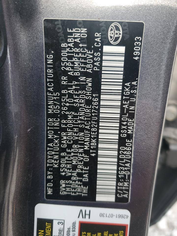 2015 Toyota Avalon Xle VIN: 4T1BK1EB2FU172661 Lot: 92621625