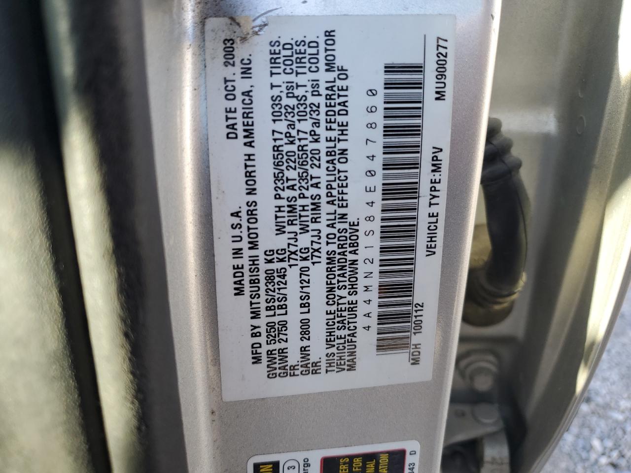 2004 Mitsubishi Endeavor Ls VIN: 4A4MN21S84E047860 Lot: 91178345