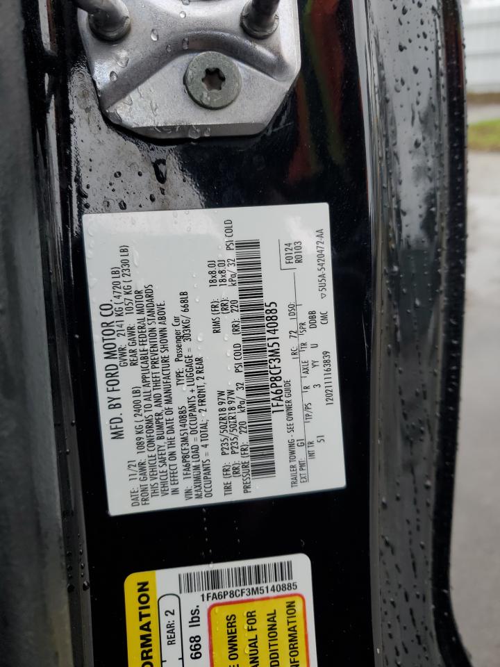 2021 Ford Mustang Gt VIN: 1FA6P8CF3M5140885 Lot: 92755125