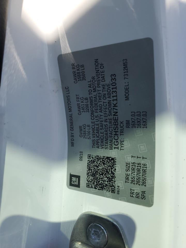 2019 Chevrolet Colorado VIN: 1GCHSBEN7K1131033 Lot: 91081405