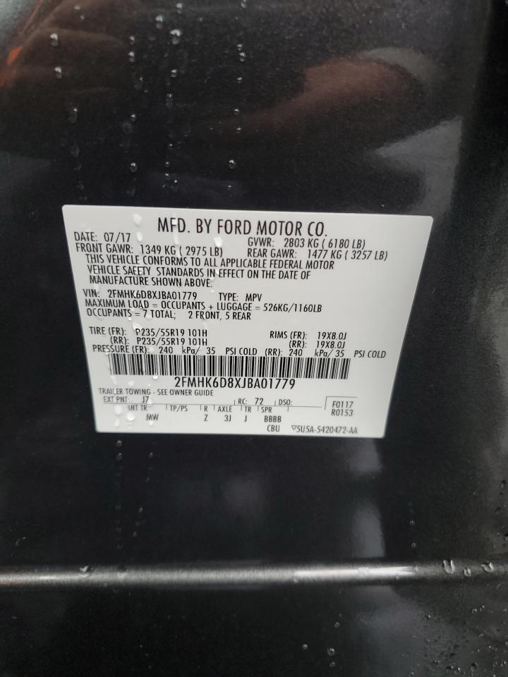 2018 Ford Flex Limited VIN: 2FMHK6D8XJBA01779 Lot: 93741685