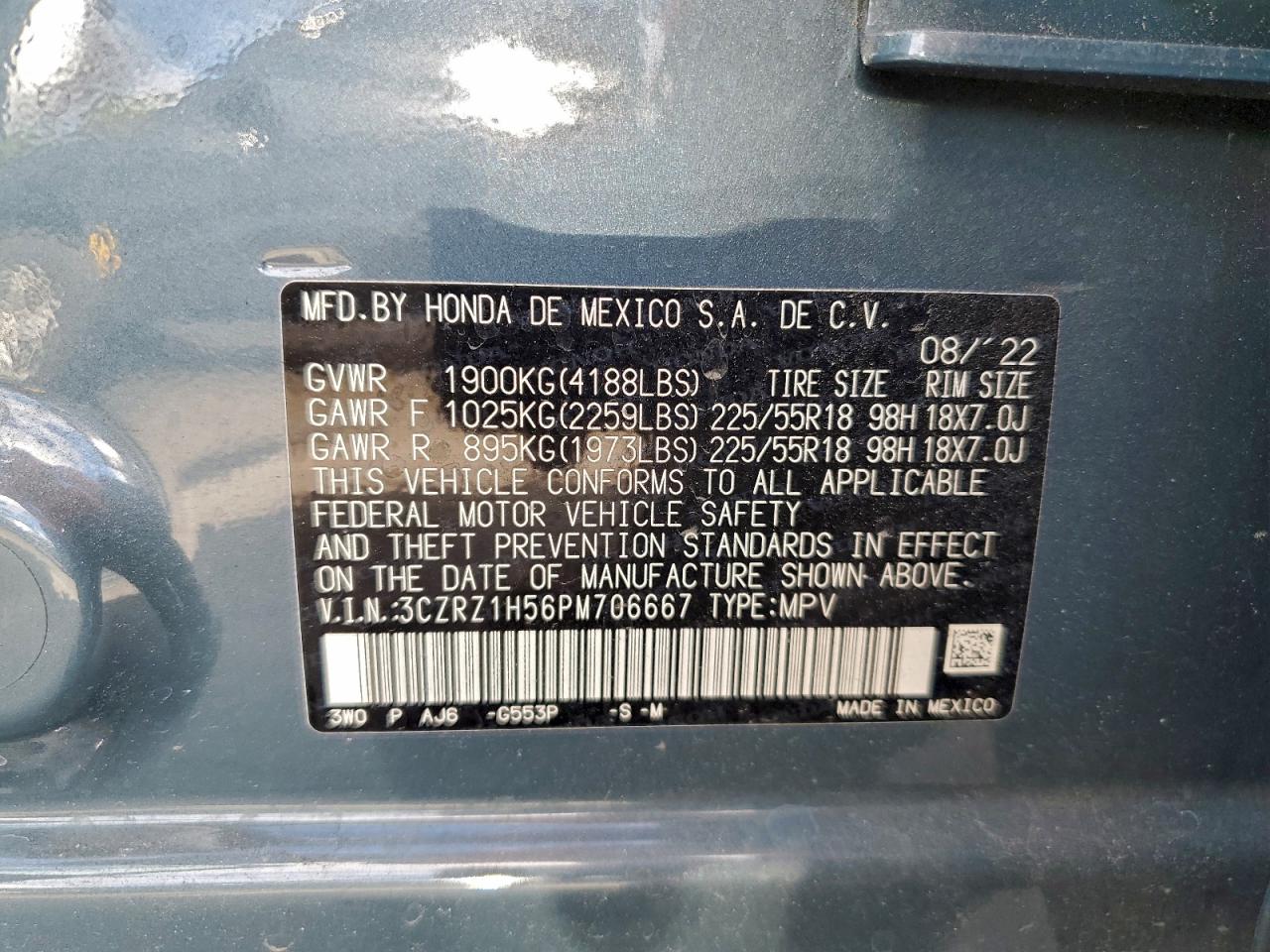 2023 Honda Hr-V Sport VIN: 3CZRZ1H56PM706667 Lot: 94338115