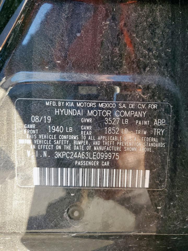 2020 Hyundai Accent Se VIN: 3KPC24A63LE099975 Lot: 91122065