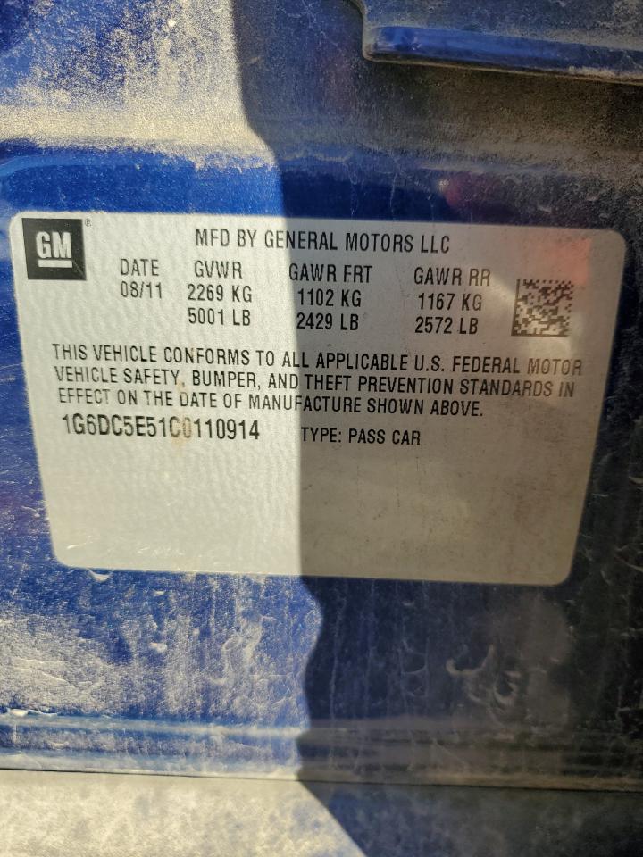 2012 Cadillac Cts VIN: 1G6DC5E51C0110914 Lot: 90705035