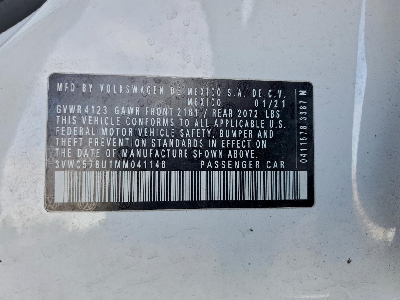 2021 Volkswagen Jetta S VIN: 3VWC57BU1MM041146 Lot: 94226205