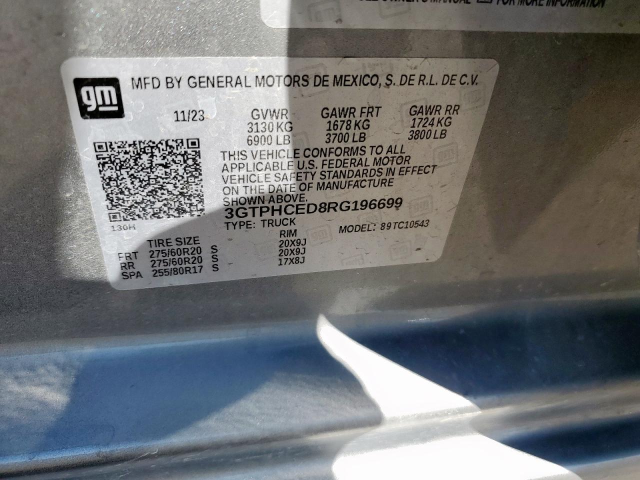 2024 GMC Sierra C1500 Elevation VIN: 3GTPHCED8RG196699 Lot: 92636955