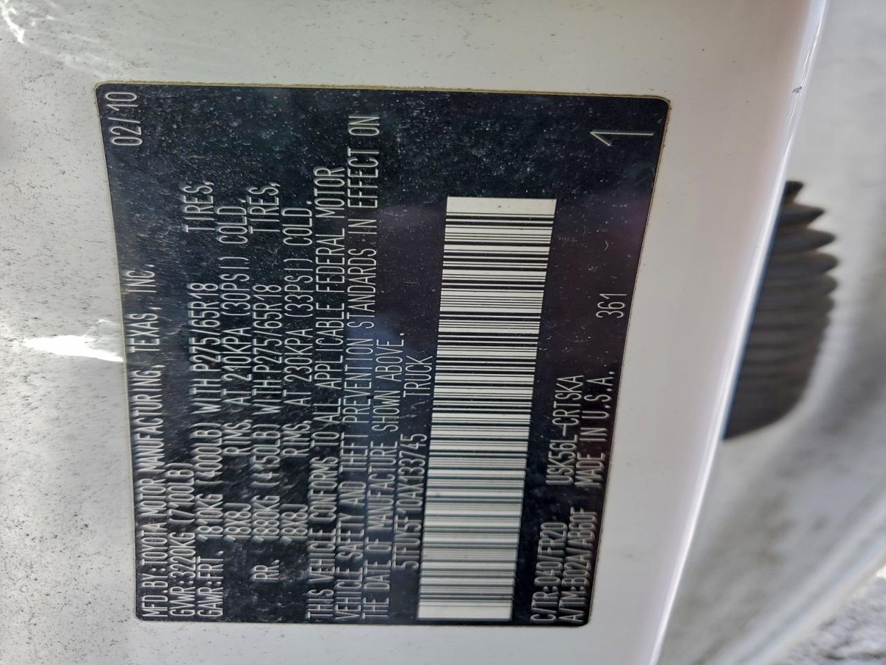 2010 Toyota Tundra Double Cab Sr5 VIN: 5TFUY5F10AX133745 Lot: 93852285