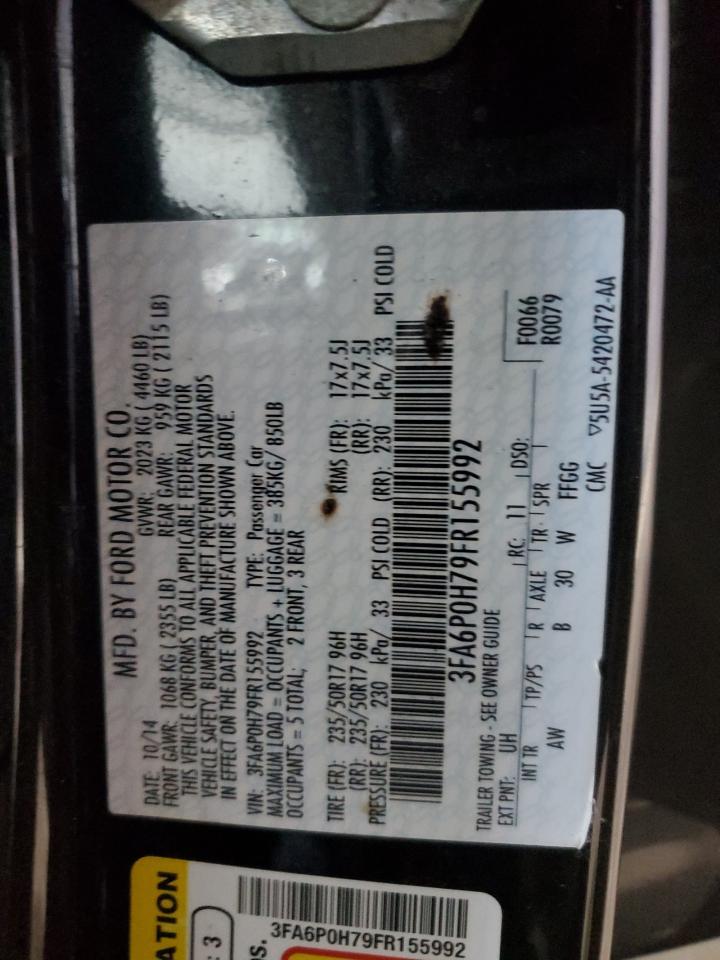 2015 Ford Fusion Se VIN: 3FA6P0H79FR155992 Lot: 92622175