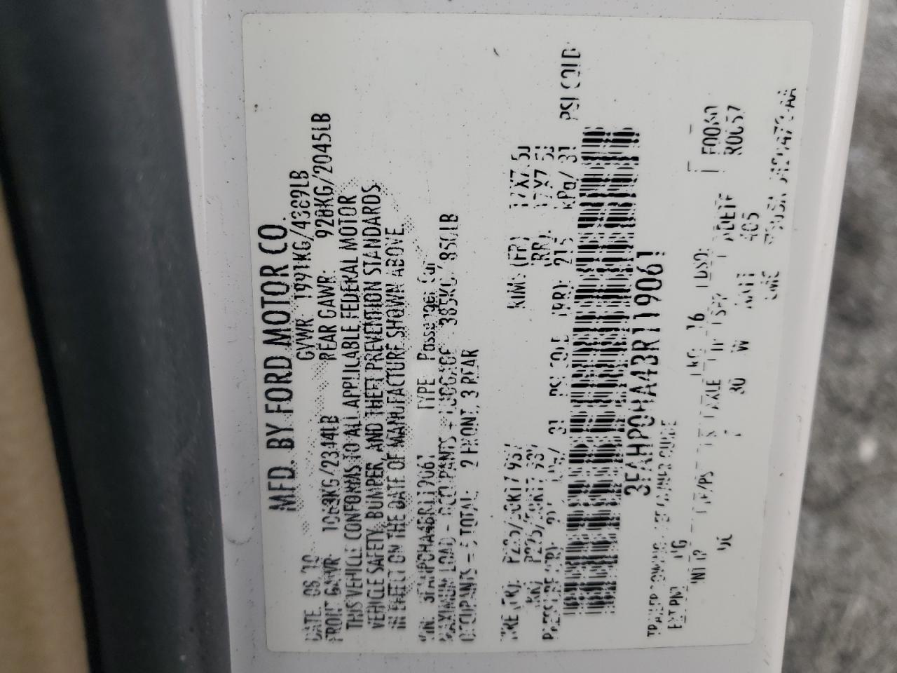 2011 Ford Fusion Se VIN: 3FAHP0HA4BR119061 Lot: 93824575