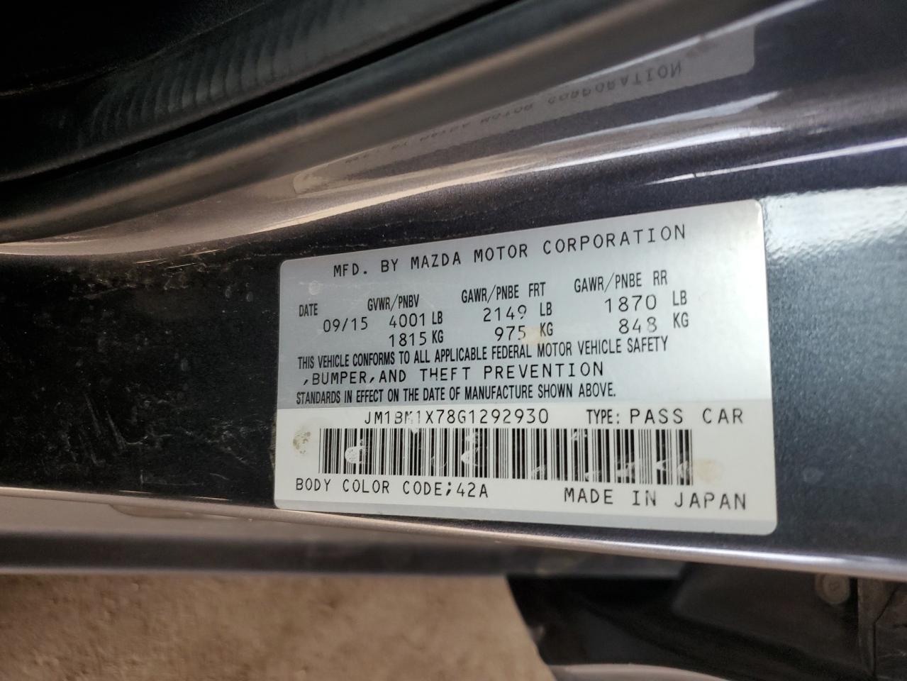 2016 Mazda 3 Grand Touring VIN: JM1BM1X78G1292930 Lot: 91311325