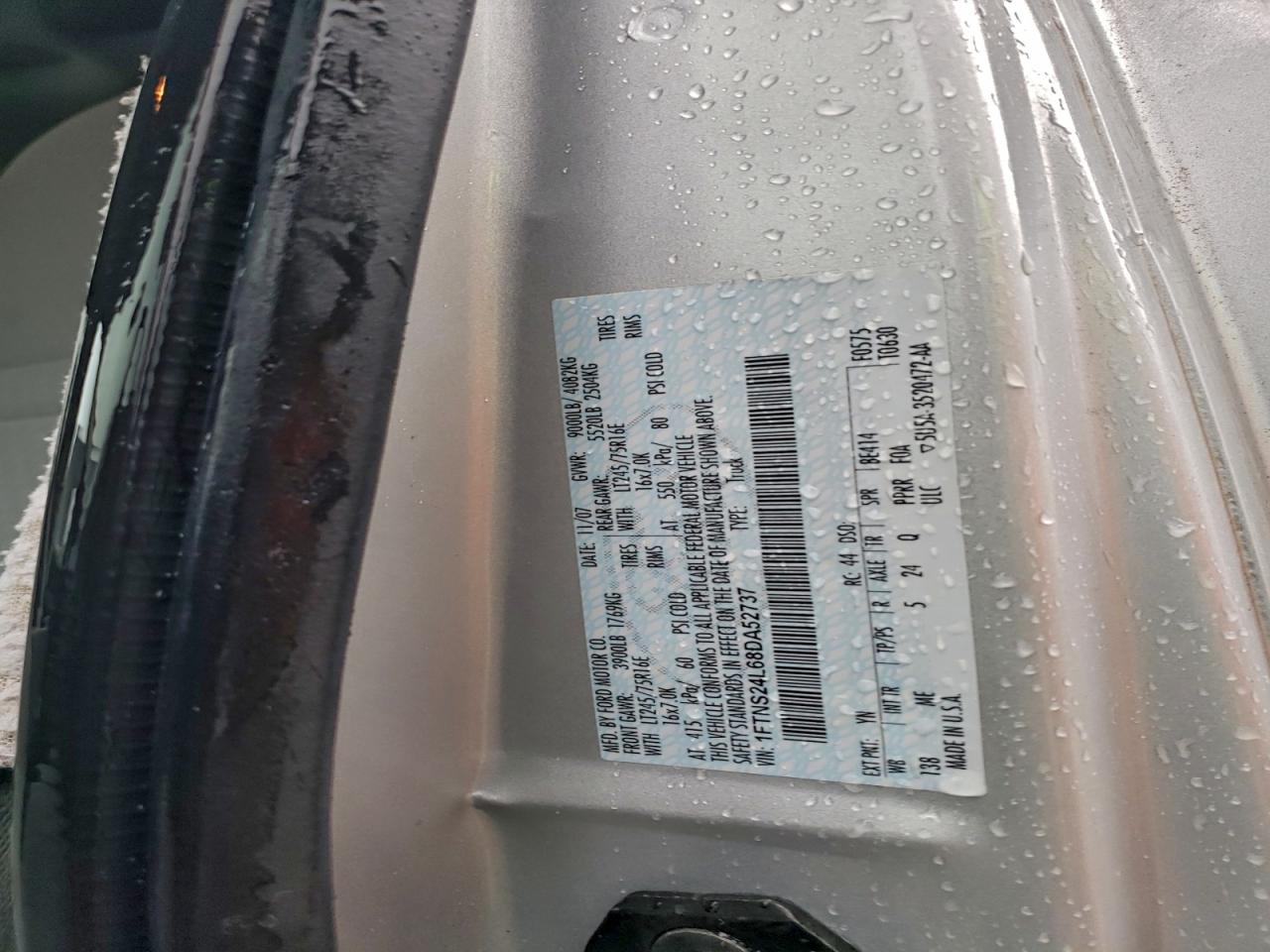 2008 Ford Econoline E250 Van VIN: 1FTNS24L68DA52737 Lot: 93914135