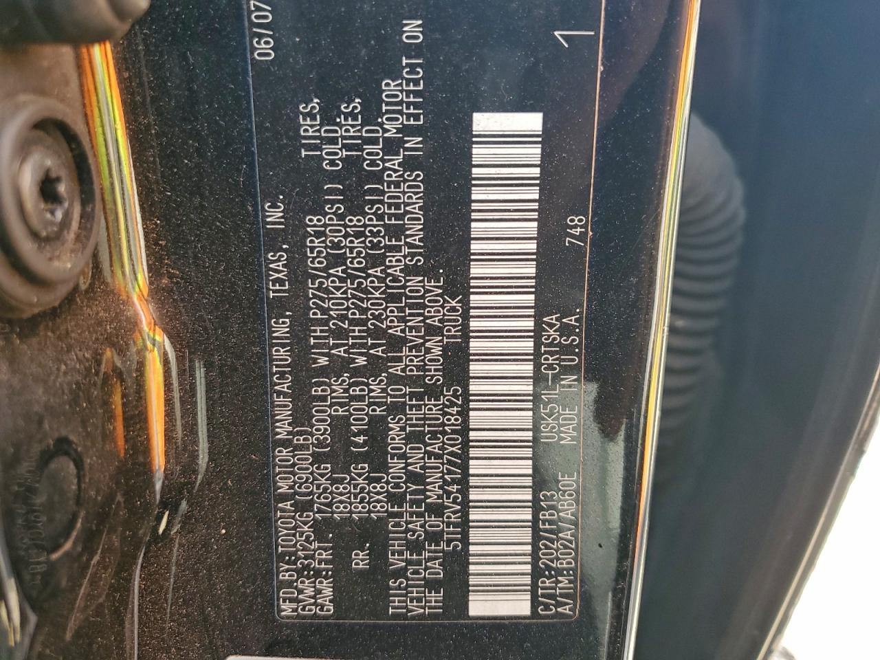 2007 Toyota Tundra Double Cab Sr5 VIN: 5TFRV54177X018425 Lot: 93682175