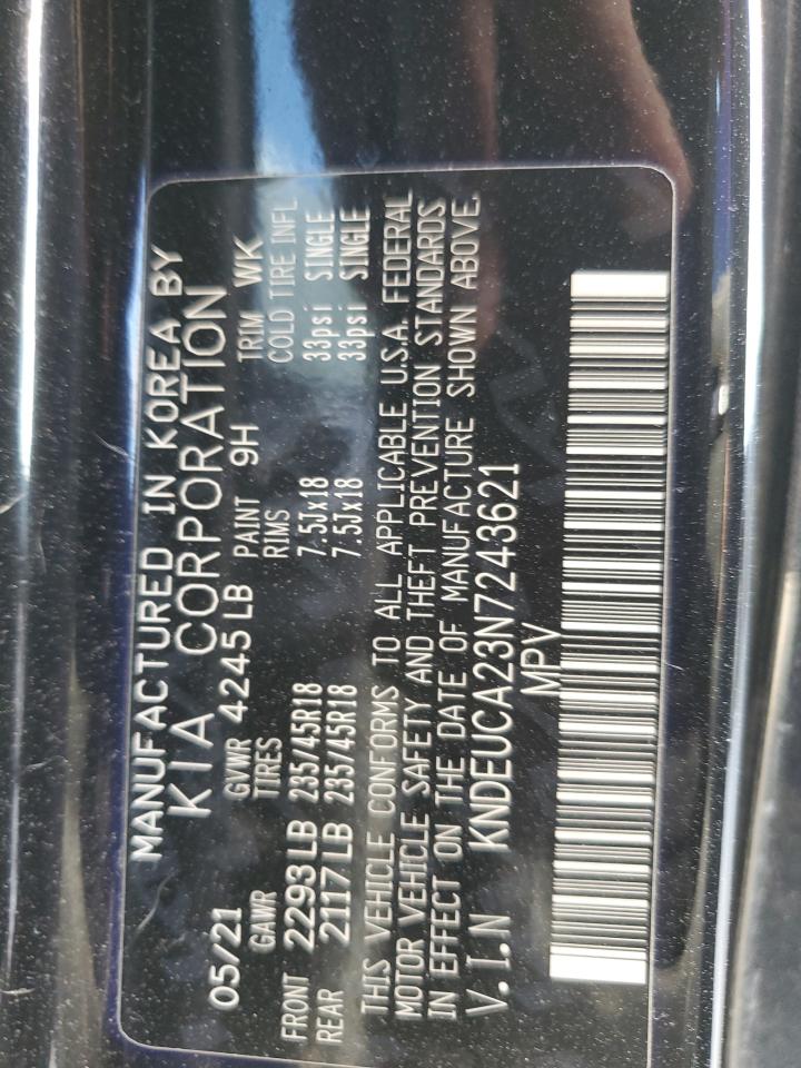 2022 Kia Seltos Nightfall VIN: KNDEUCA23N7243621 Lot: 92594105