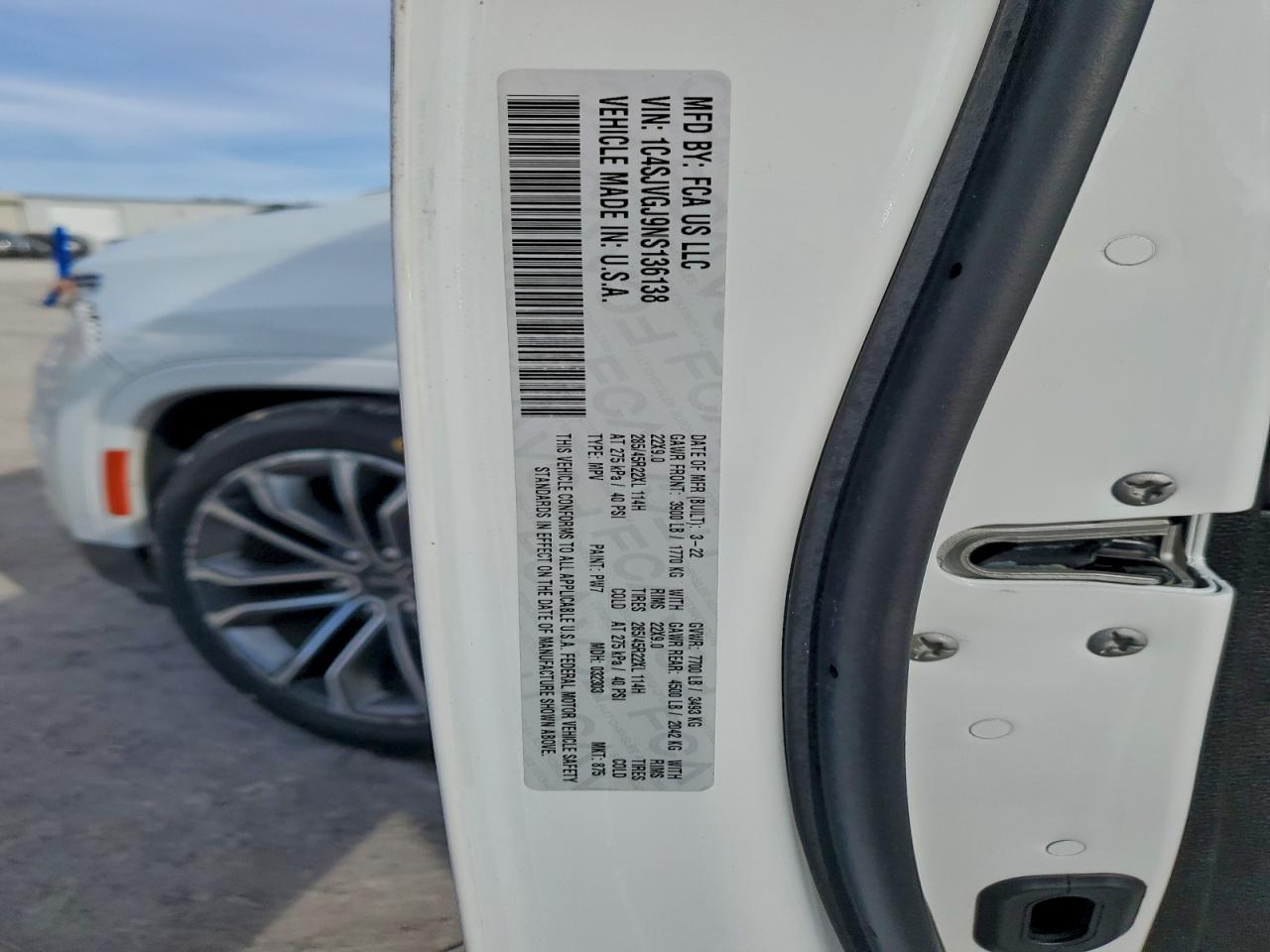 2022 Jeep Grand Wagoneer Series Iii VIN: 1C4SJVGJ9NS136138 Lot: 93344985