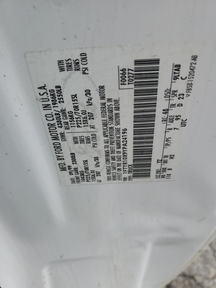 2000 Ford Ranger VIN: 1FTYR10X9YPA24196 Lot: 85438295