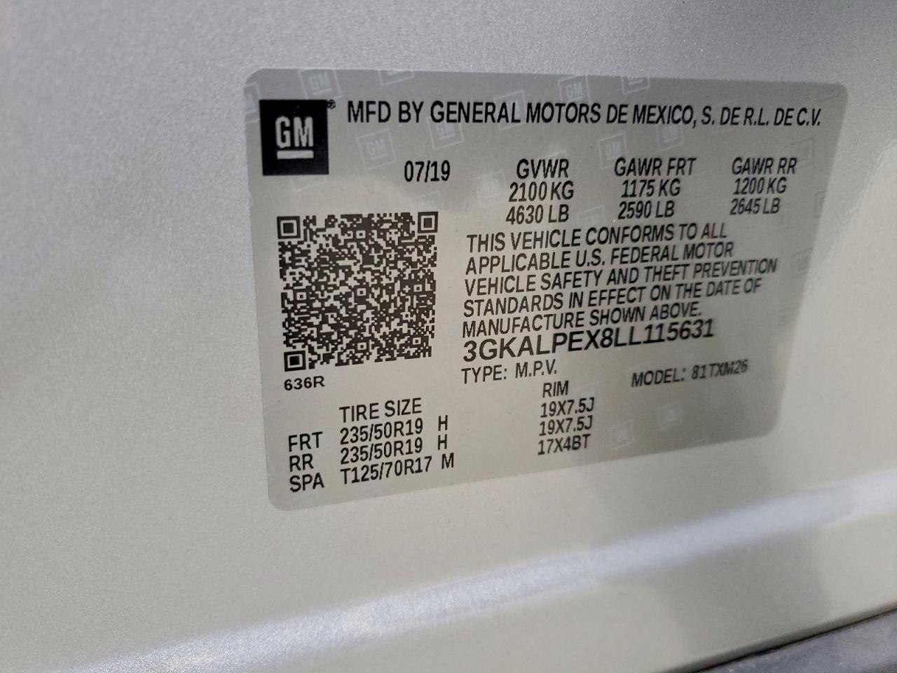 2020 GMC Terrain Slt VIN: 3GKALPEX8LL115631 Lot: 94390815