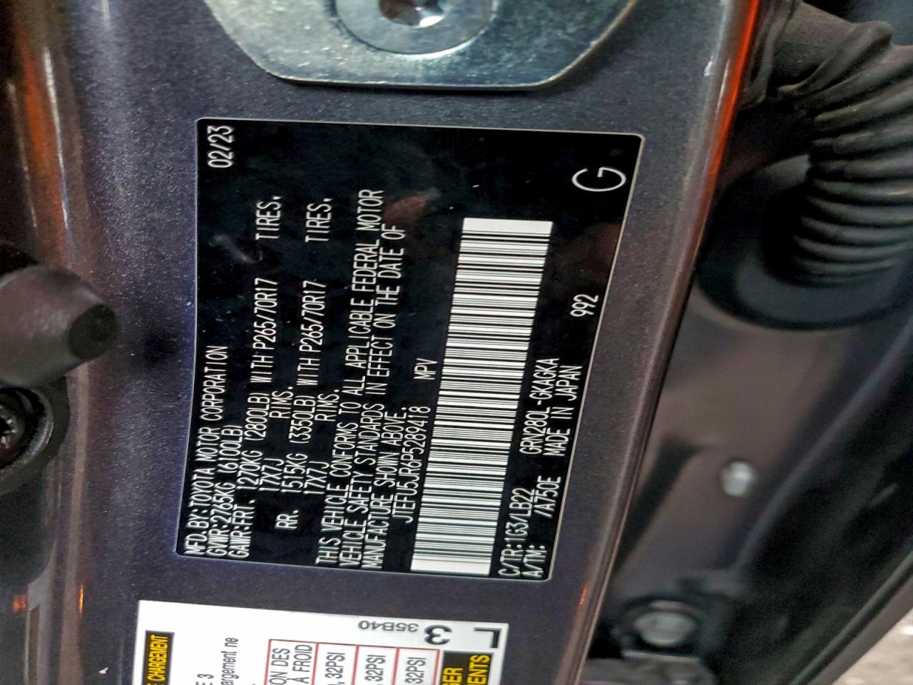 2023 Toyota 4Runner Sr5 VIN: JTEFU5JR6P5289418 Lot: 93996685