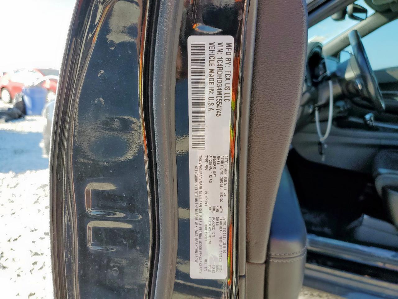 2021 Dodge Durango Gt VIN: 1C4RDHDG4MC554745 Lot: 91855445