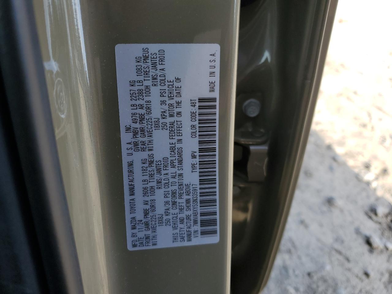 2025 Mazda Cx-50 Base VIN: 7MMVABXY5SN335917 Lot: 93251975