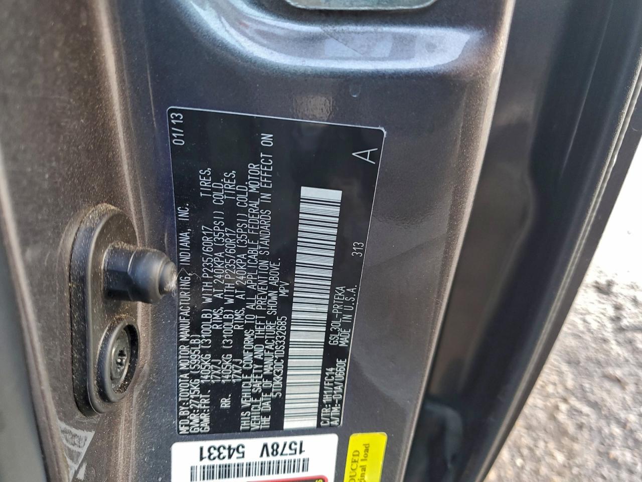 2013 Toyota Sienna Le VIN: 5TDKK3DC1DS332685 Lot: 93499155