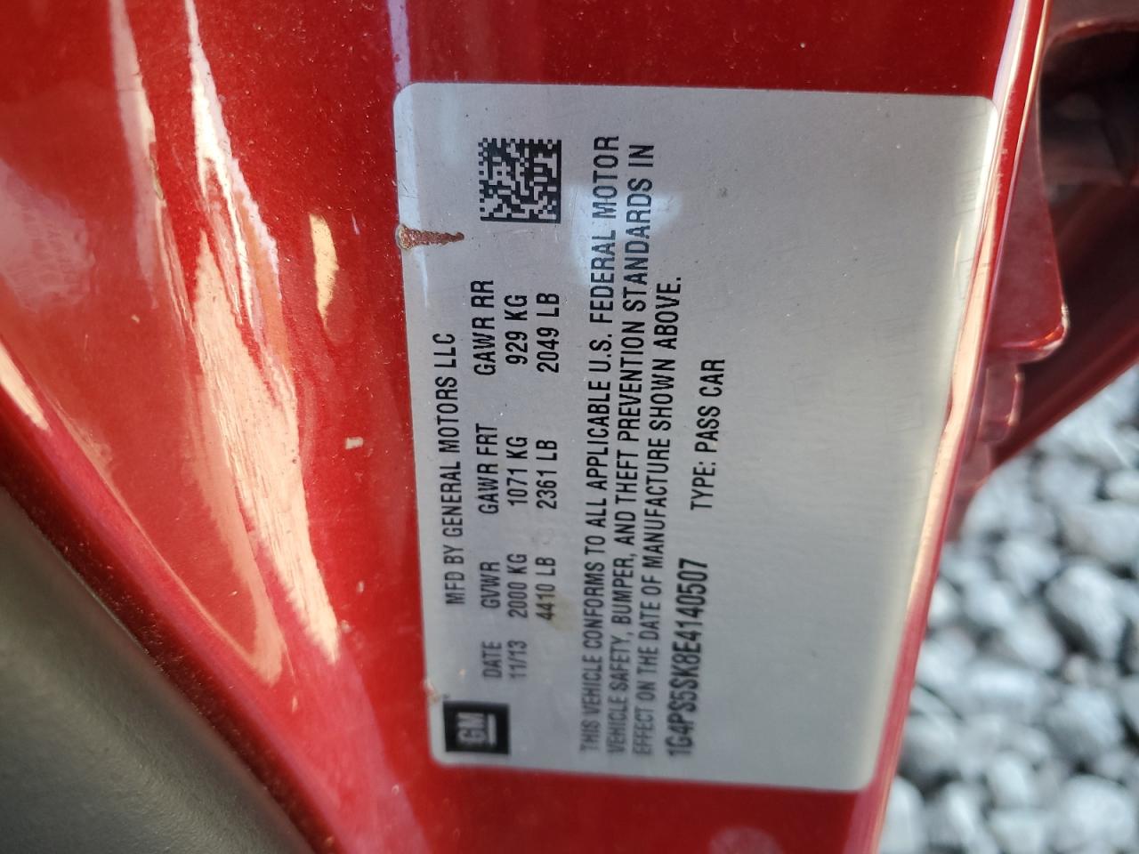 2014 Buick Verano VIN: 1G4PS5SK8E4140507 Lot: 91448205