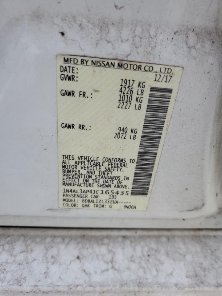 2018 Nissan Altima 2.5 VIN: 1N4AL3AP4JC165435 Lot: 92099745