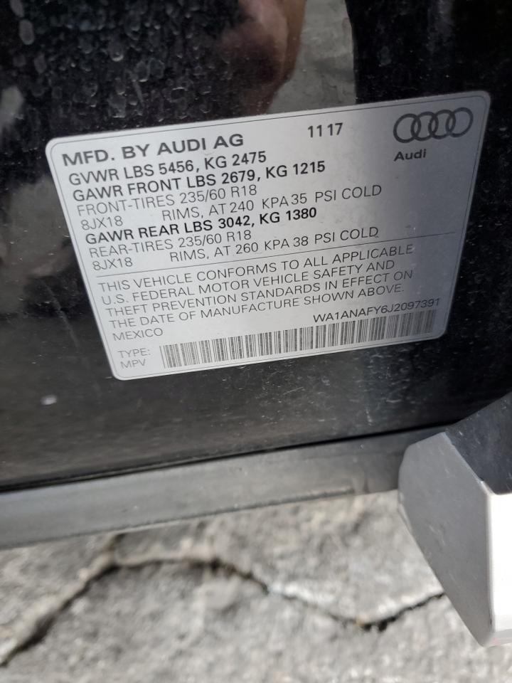2018 Audi Q5 Premium VIN: WA1ANAFY6J2097391 Lot: 92353665