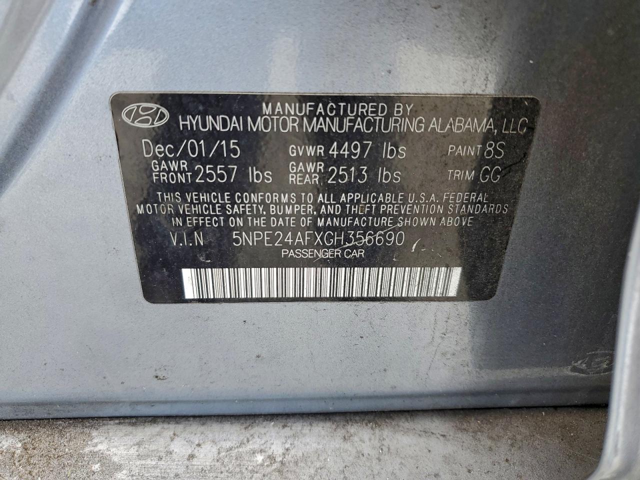 2016 Hyundai Sonata Se VIN: 5NPE24AFXGH356690 Lot: 94242185