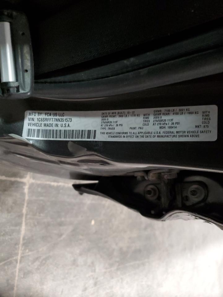 2022 Ram 1500 Big Horn/Lone Star VIN: 1C6SRFFT7NN351573 Lot: 91574835