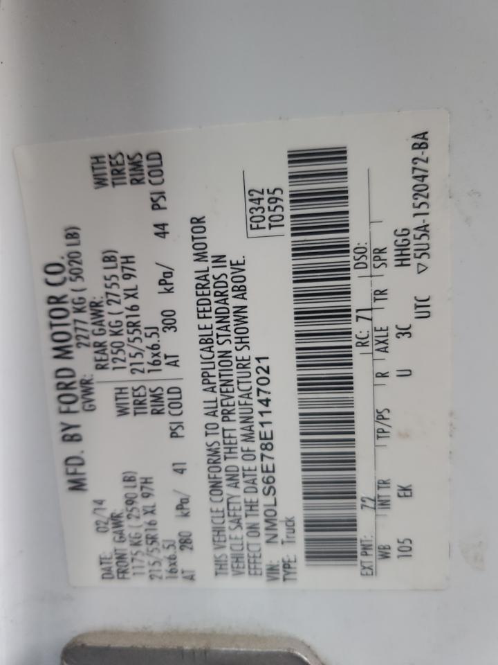 2014 Ford Transit Connect Xl VIN: NM0LS6E78E1147021 Lot: 90377115