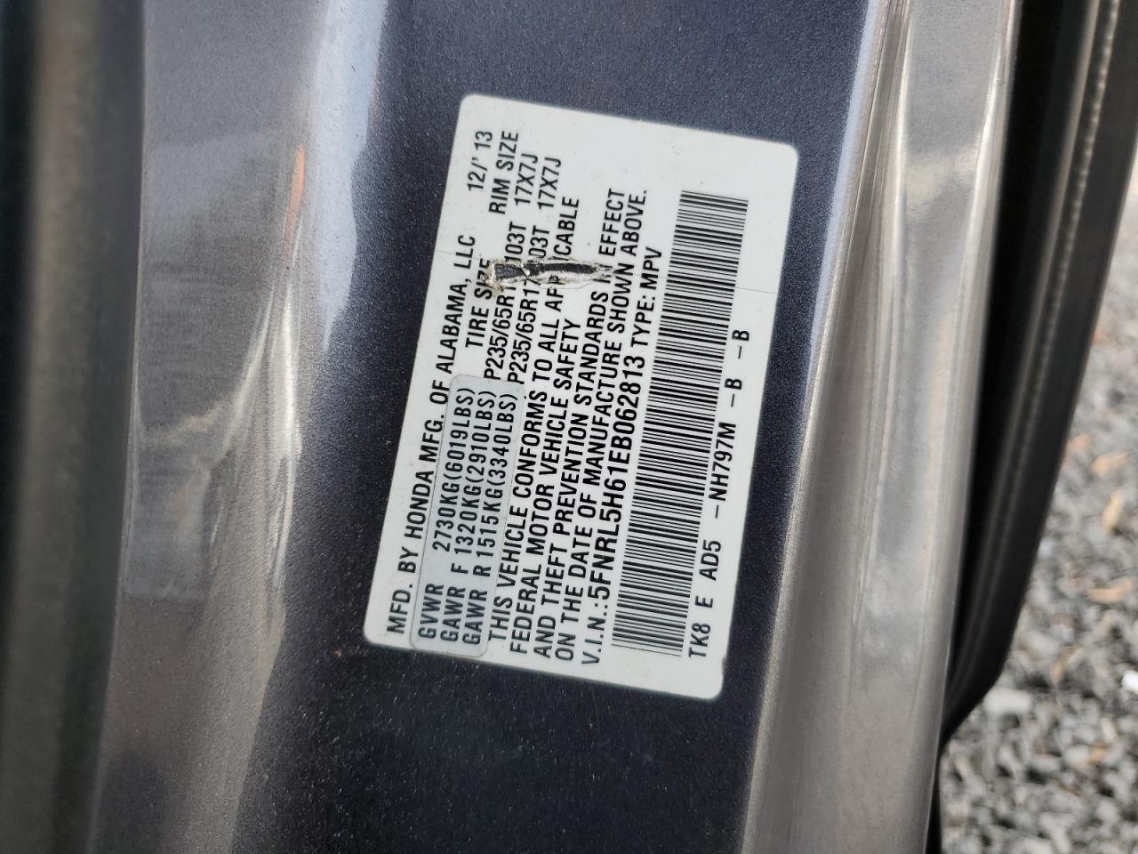 2014 Honda Odyssey Exl VIN: 5FNRL5H61EB062813 Lot: 92060875