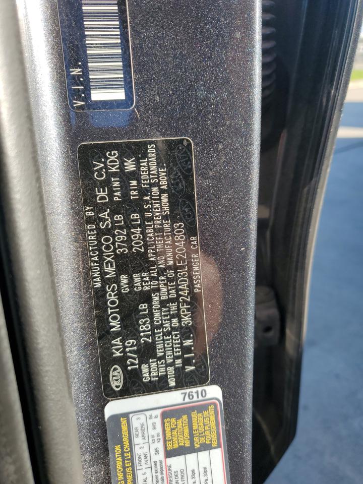 2020 Kia Forte Fe VIN: 3KPF24AD3LE204803 Lot: 92947225