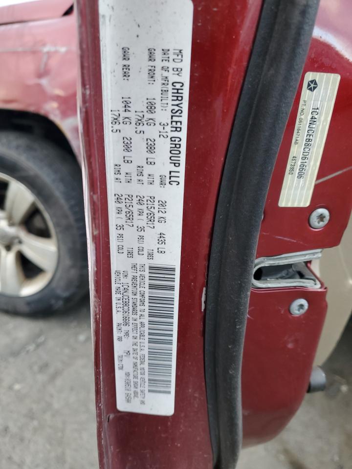 2012 Jeep Compass Latitude VIN: 1C4NJCEB8CD616606 Lot: 92910625