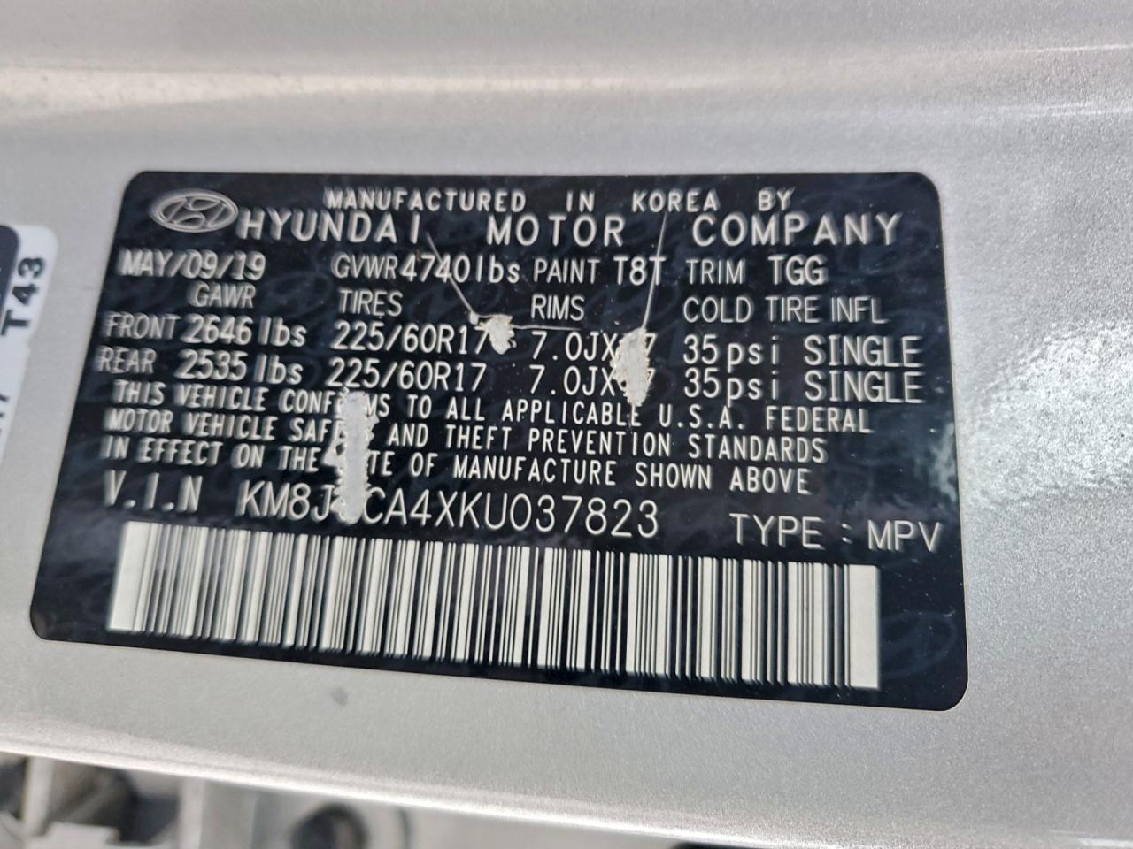 2019 Hyundai Tucson Limited VIN: KM8J3CA4XKU037823 Lot: 94027885