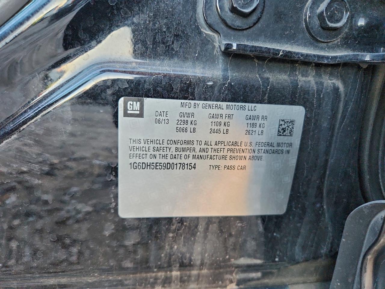 2013 Cadillac Cts Luxury Collection VIN: 1G6DH5E59D0178154 Lot: 94020055