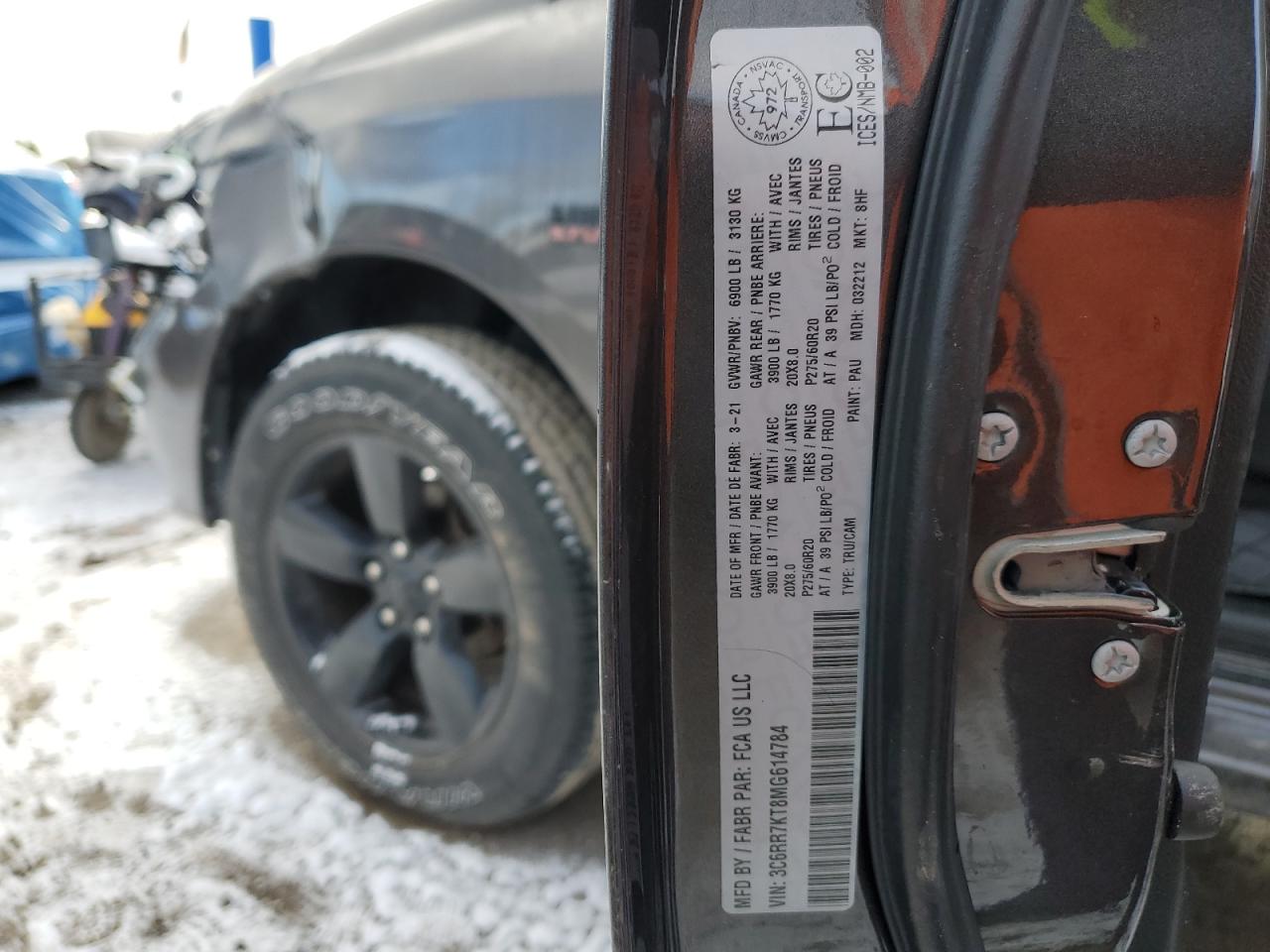 2021 Ram 1500 Classic Tradesman VIN: 3C6RR7KT8MG614784 Lot: 92439835