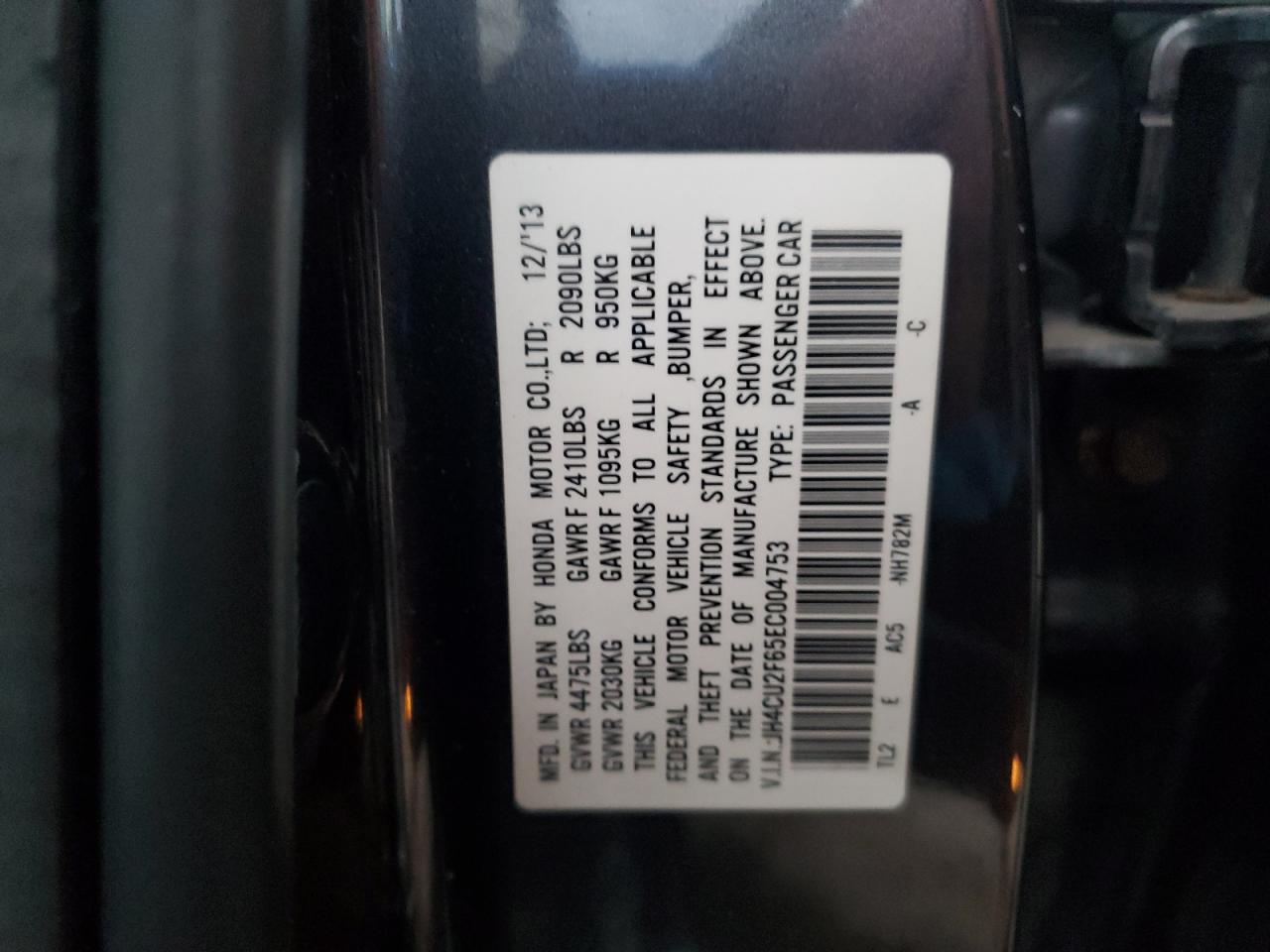 2014 Acura Tsx Tech VIN: JH4CU2F65EC004753 Lot: 92874765