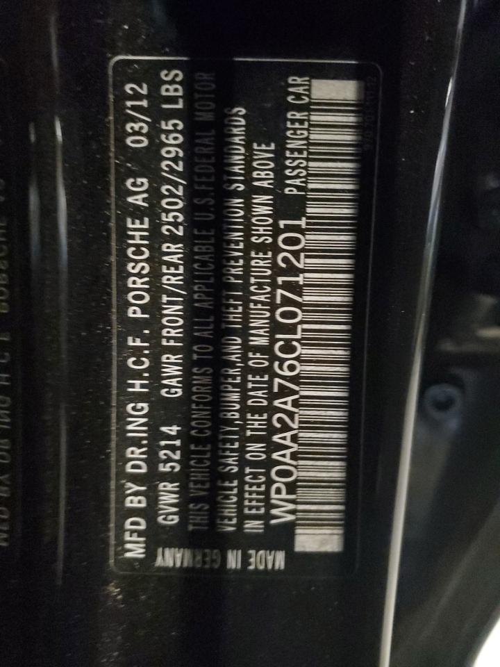 2012 Porsche Panamera 2 VIN: WP0AA2A76CL071201 Lot: 93273905