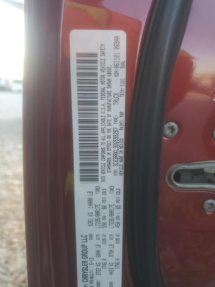 2013 Ram 3500 Longhorn VIN: 3C63RRKL3DG599287 Lot: 91094405