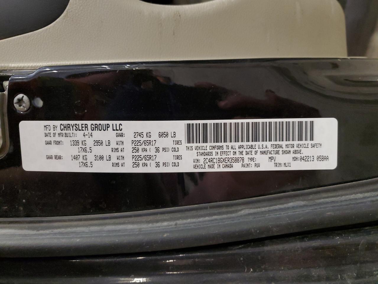 2014 Chrysler Town & Country Touring VIN: 2C4RC1BGXER358878 Lot: 91558345