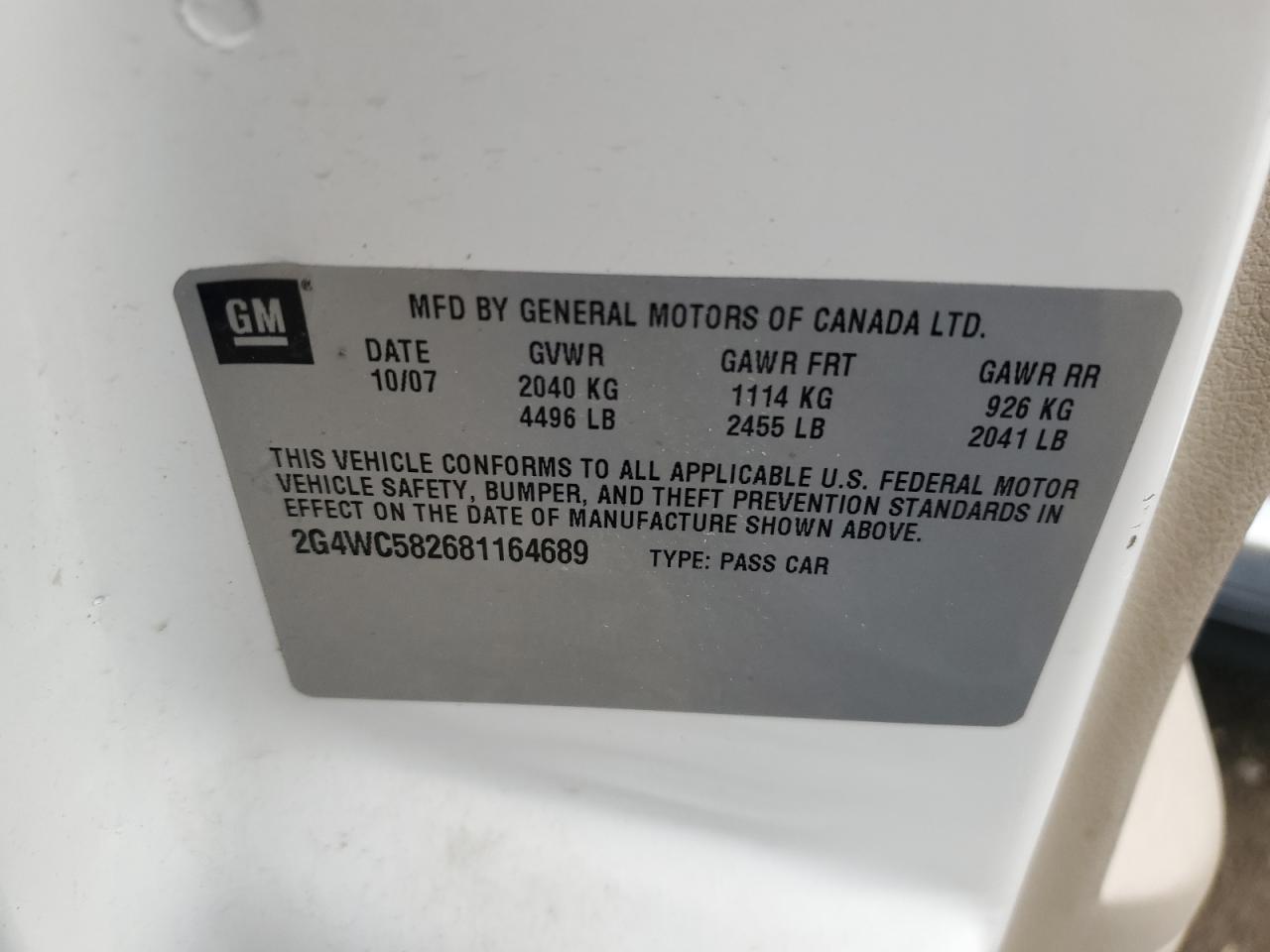 2008 Buick Lacrosse Cx VIN: 2G4WC582681164689 Lot: 93394745