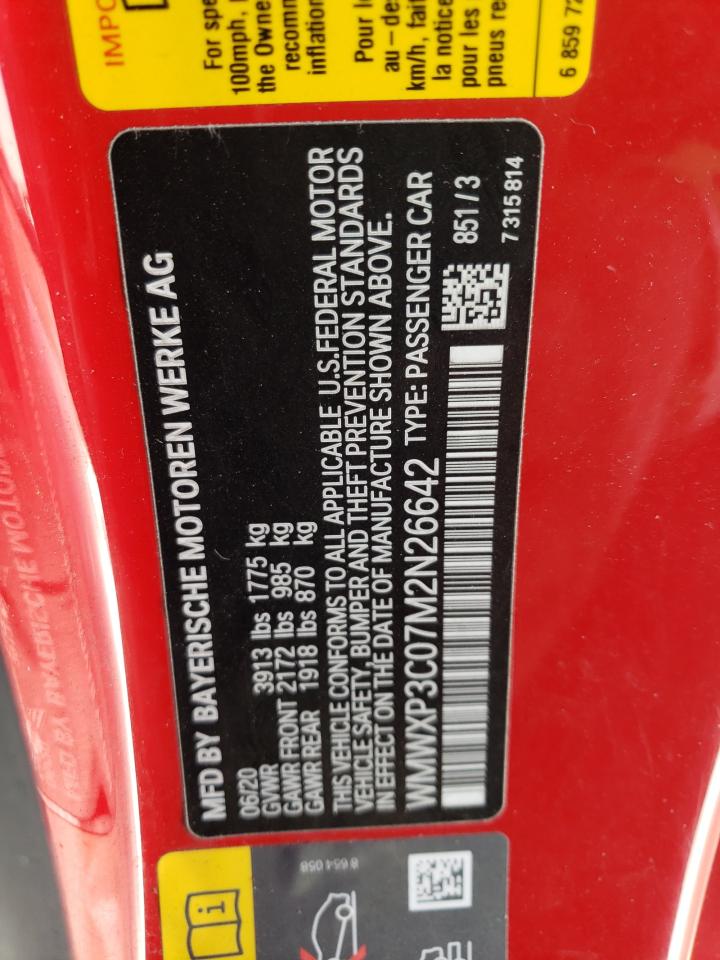 2021 Mini Cooper Se VIN: WMWXP3C07M2N26642 Lot: 91844385