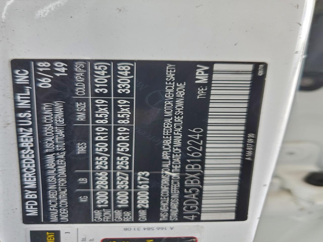 2018 Mercedes-Benz Gle 350 VIN: 4JGDA5JBXJB162246 Lot: 94458065