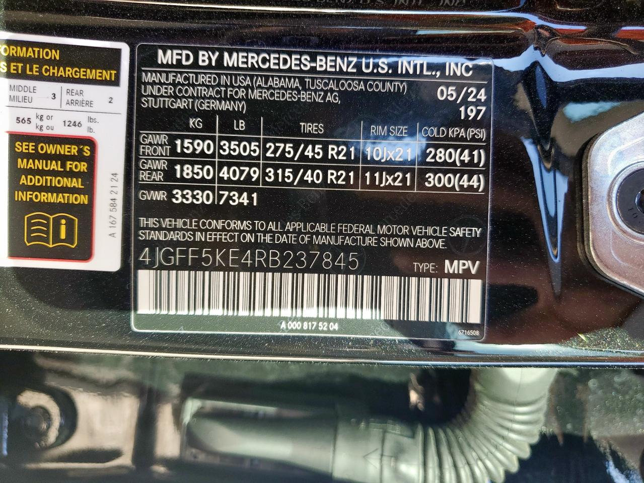 2024 Mercedes-Benz Gls 450 4Matic VIN: 4JGFF5KE4RB237845 Lot: 91263345