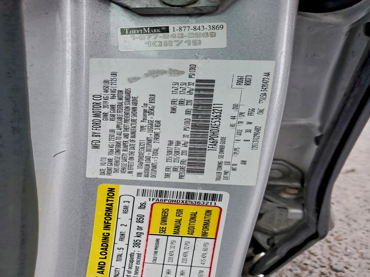 2014 Ford Fusion Se VIN: 1FA6P0HDXE5363211 Lot: 94301035