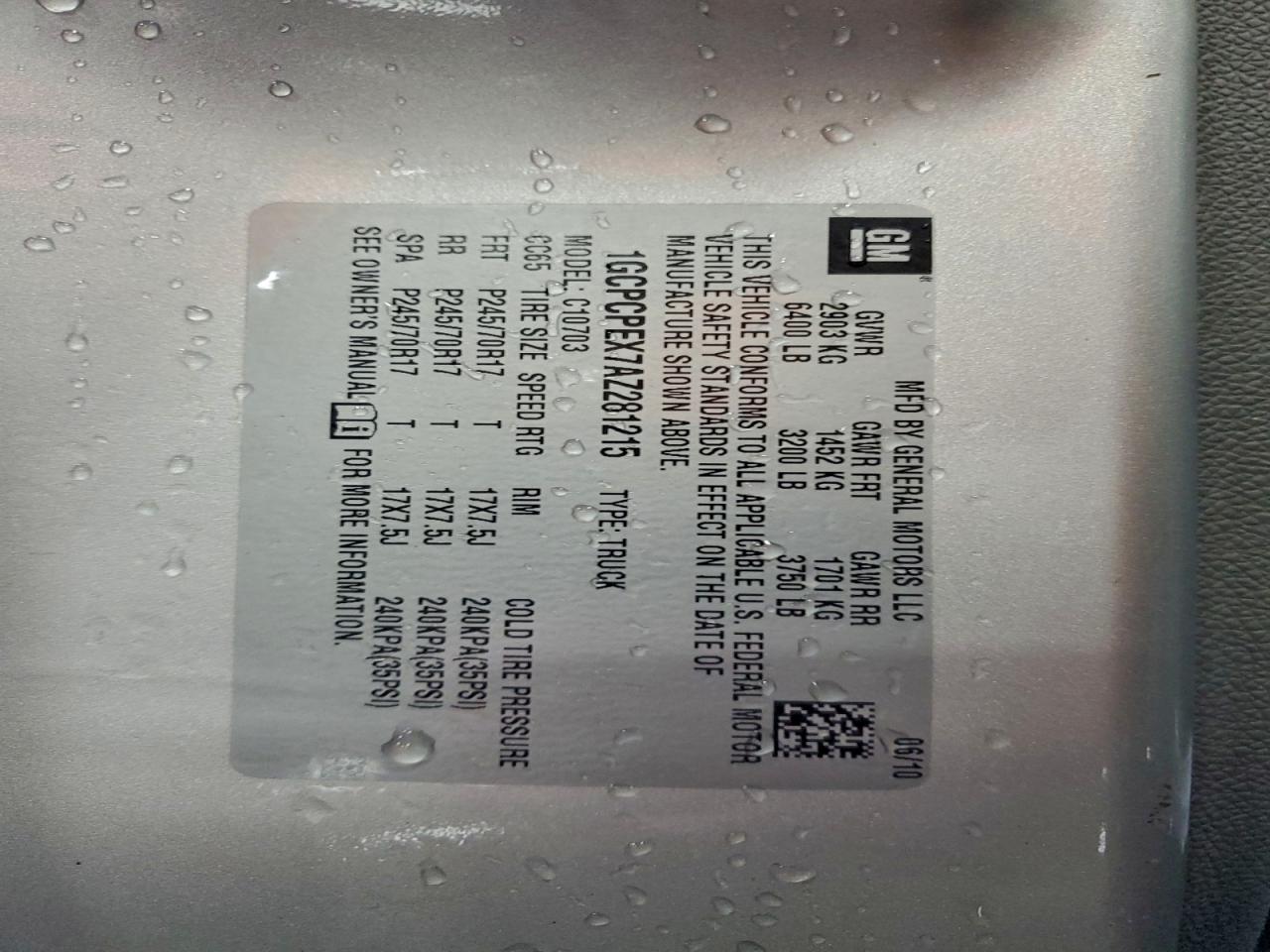 2010 Chevrolet Silverado C1500 VIN: 1GCPCPEX7AZ281215 Lot: 94433505