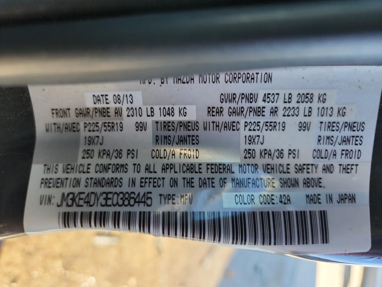 2014 Mazda Cx-5 Gt VIN: JM3KE4DY3E0386445 Lot: 92097655