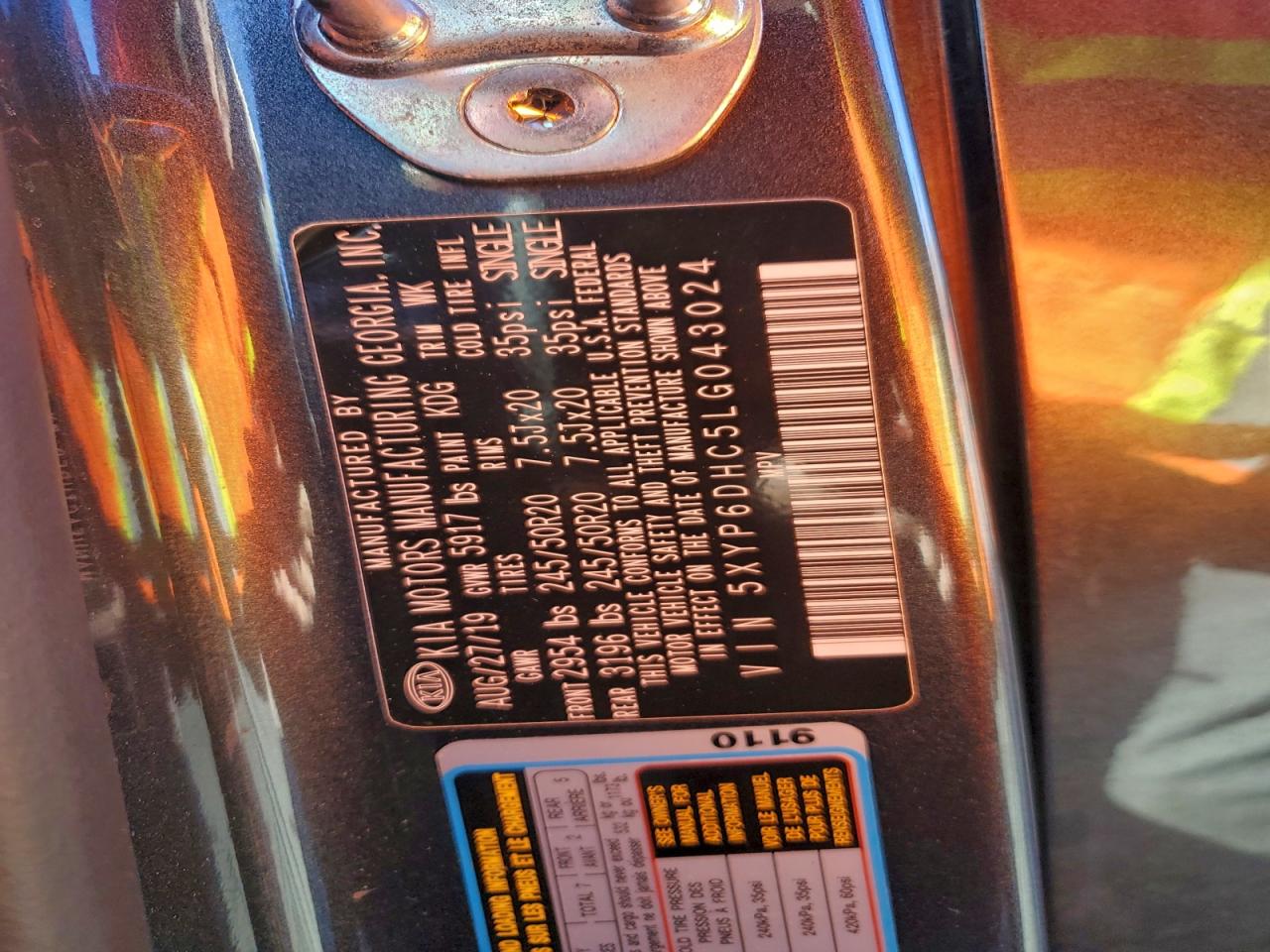 2020 Kia Telluride S VIN: 5XYP6DHC5LG043024 Lot: 94100925