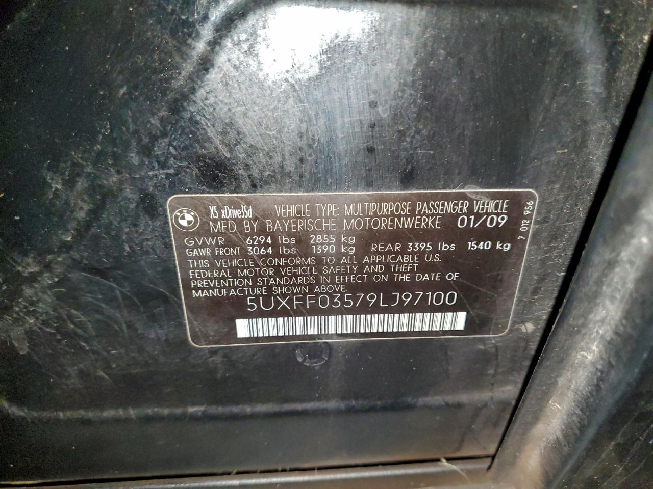 2009 BMW X5 xDrive35D VIN: 5UXFF03579LJ97100 Lot: 93982945