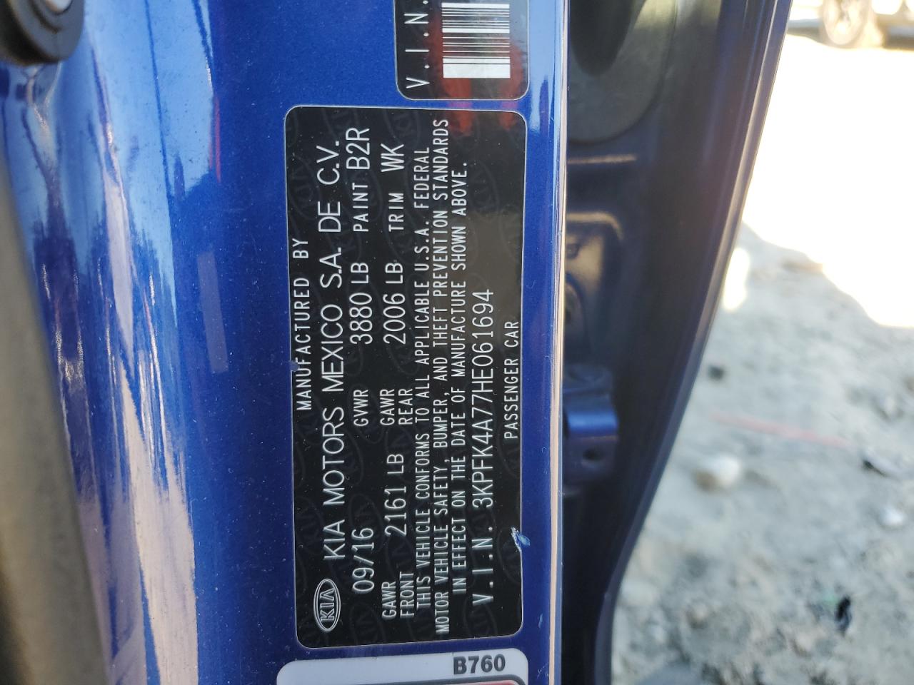 2017 Kia Forte Lx VIN: 3KPFK4A77HE061694 Lot: 93279345